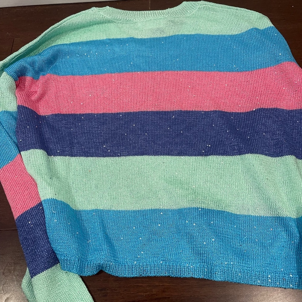 nwot Beach Riot rainbow multicolor Sequin Sweater large - Picture 7 of 7